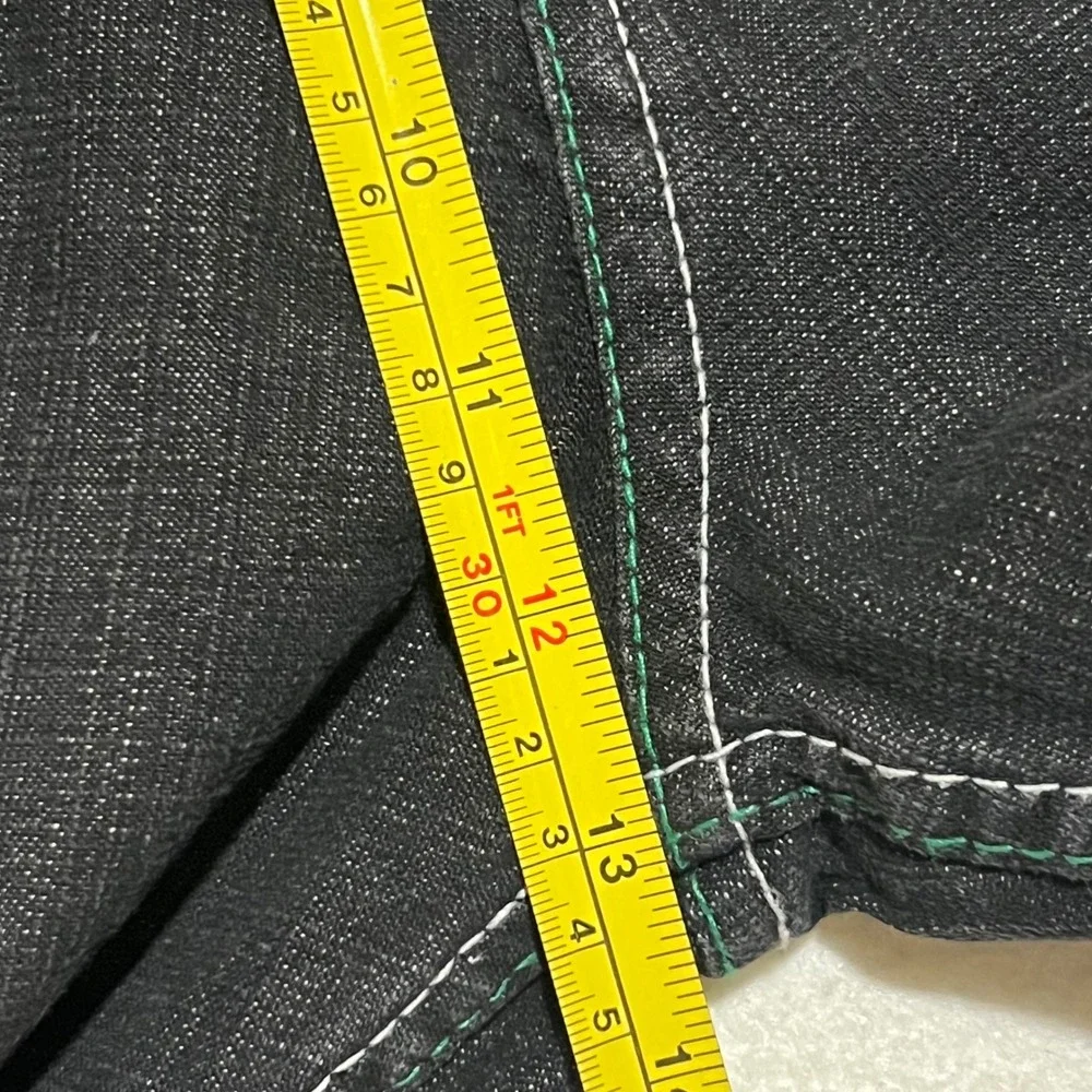 Evolution In Design Mens Black Green Contrast Stitch Jeans 36x34 NWT